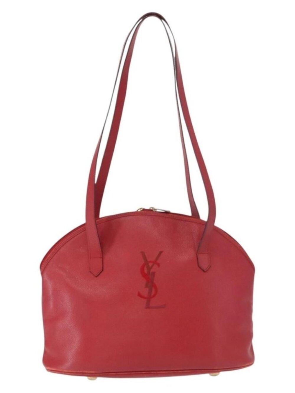 Authentic SAINT LAURENT Shoulder Bag Leather Red Gold - Picture 5 of 16